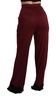 Dolce & Gabbana  Black Lace High Waist Wide Leg Maroon  Pants