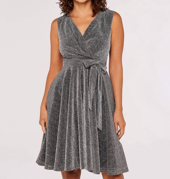 silver lurex a-line dress