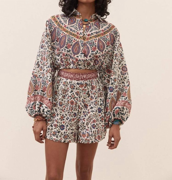 verbena collar crop blouse in white