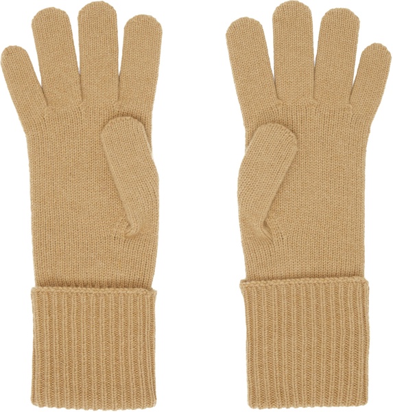 Beige Check Cashmere Blend Gloves