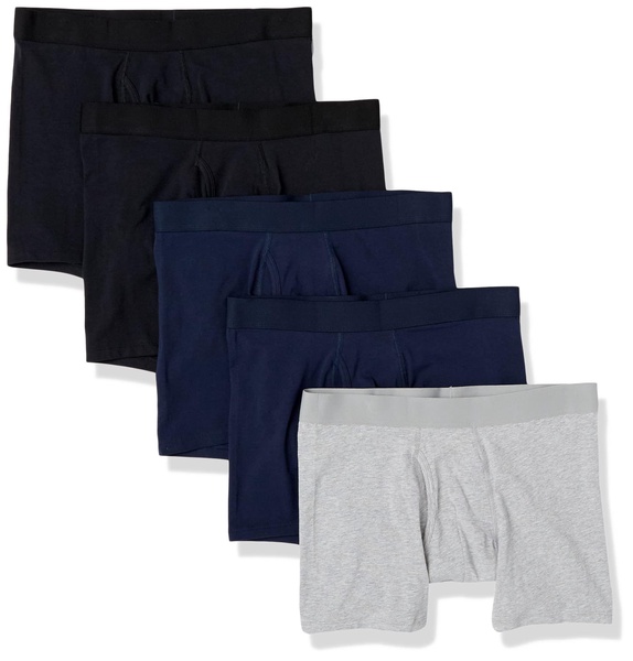 Amazon Essentials Men's Cotton Jersey Boxer Briefs (Available in Big & Tall), 5-Pack