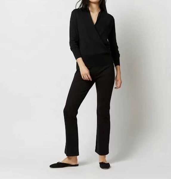 mika surplice sweater in black cashmere