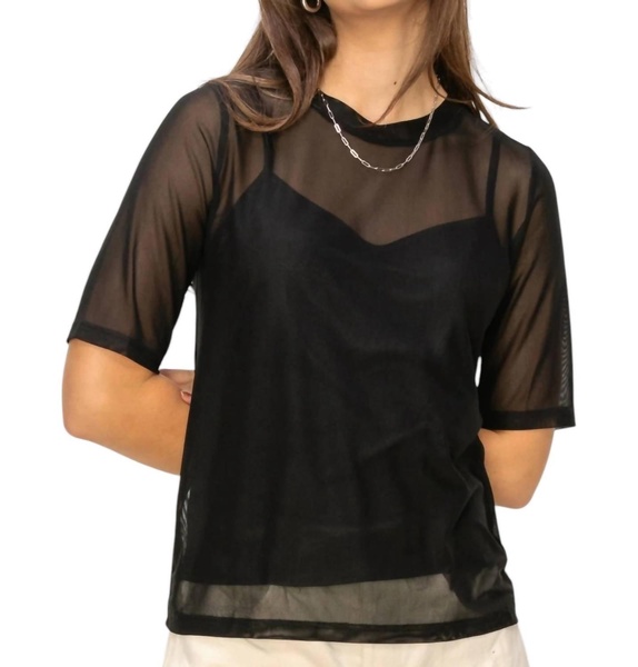 short sleeve mesh top in black