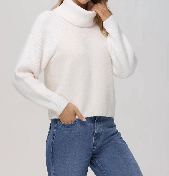 mckenzie mixed media removable collar sweater in sea salt