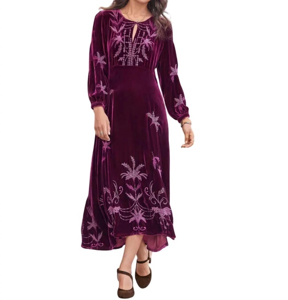 palmira silk velvet dress in purple