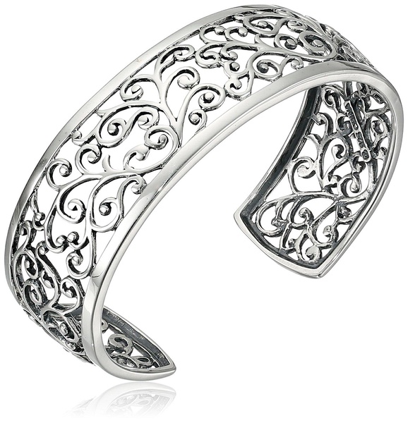 Amazon Essentials Sterling Silver Filigree Open Cuff Bracelet (previously Amazon Collection)