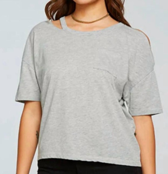vintage jersey vented short sleeve pocket tee in heather grey