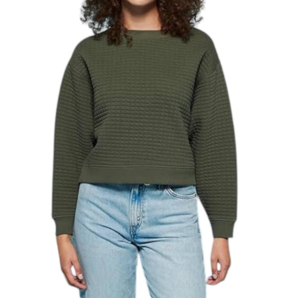 ozzie quilted sweatshirt in moss green