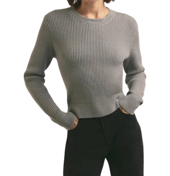 the katie sweater in ultimate gray/ white