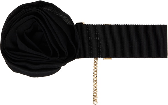 Black Grosgrain Rose Choker
