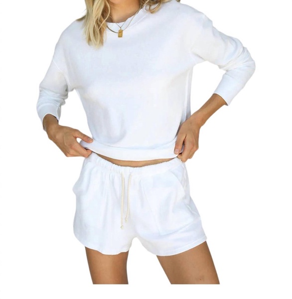 lou french terry pocket shorts in white
