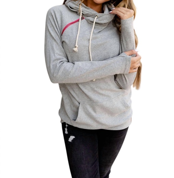 basic doublehood sweatshirt in pop of pink