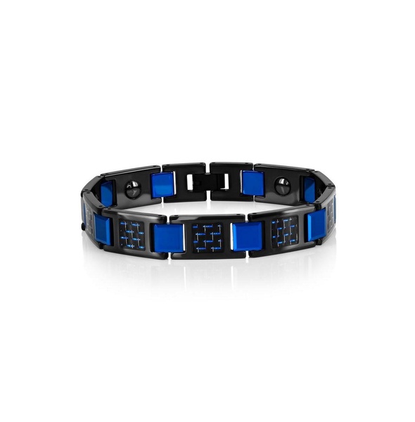 Magnetic Tungsten, Carbon Fiber Bracelet - Blue Plated