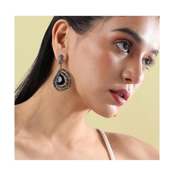 Embellished Lined Teardrop Earrings