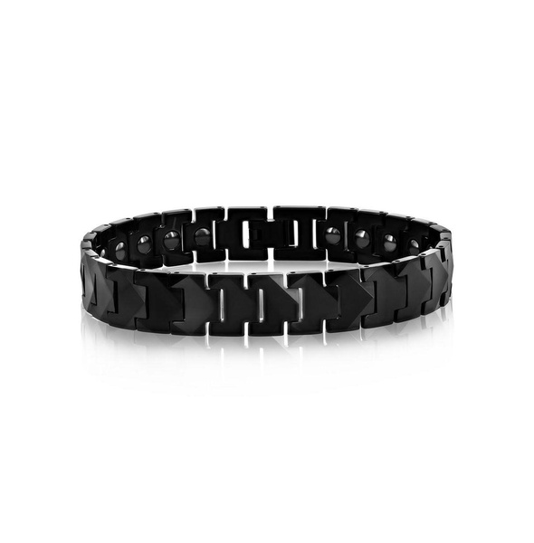 Polished Puzzle Magnetic Link Tungsten Bracelet