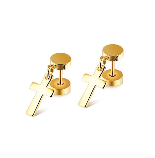 Stainless Steel Cross Charm Earrings