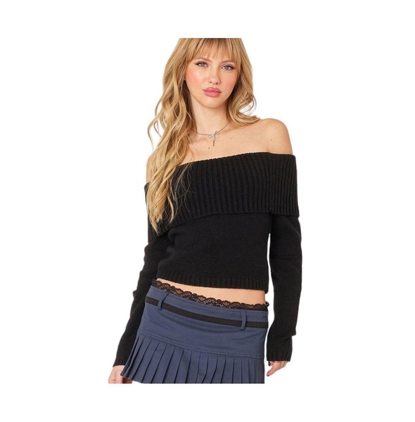 Womens Tamara Fold Over Knit Top
