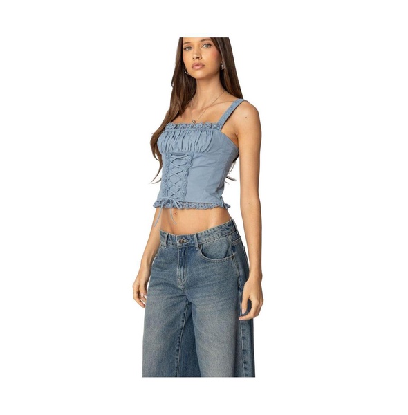 Womens Juliet Ruched Lace Up Corset