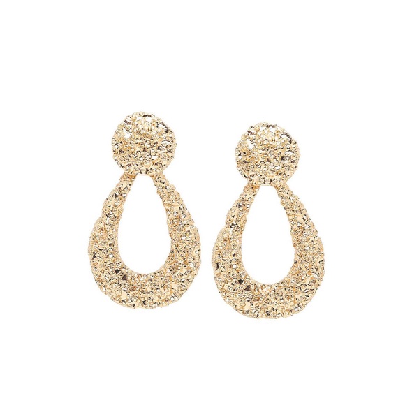Women's Gold  Textured Teardrop Earrings