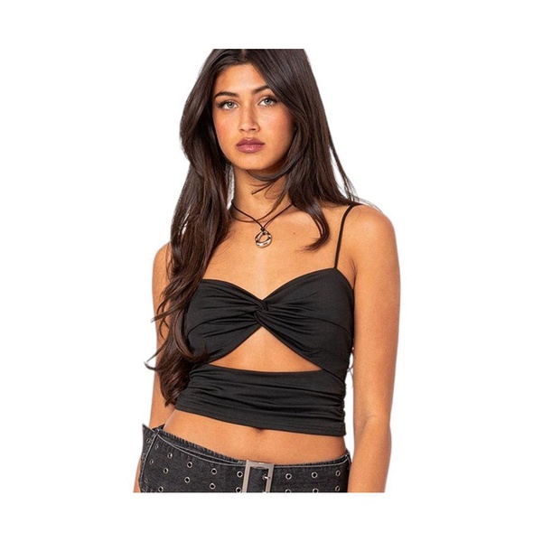 Women's Twist front gathered cut out tank top