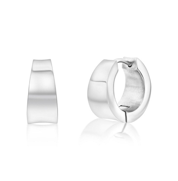 Stainless Steel or Black Plated over Stainless Steel Polished Huggie Earrings