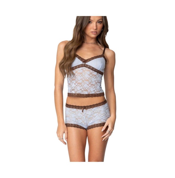 Womens Dee Pointelle Sheer Lace Tank Top