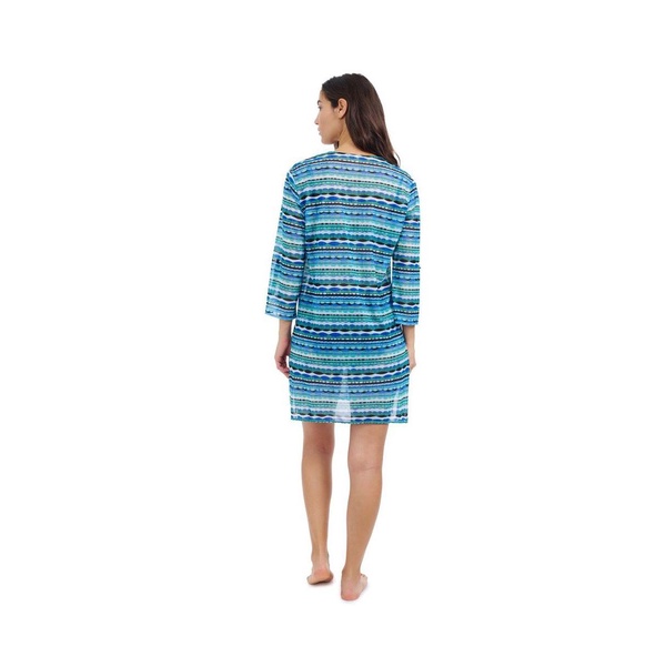 Women's Bachata V Neck Mesh Tunic Dress with Sleeves