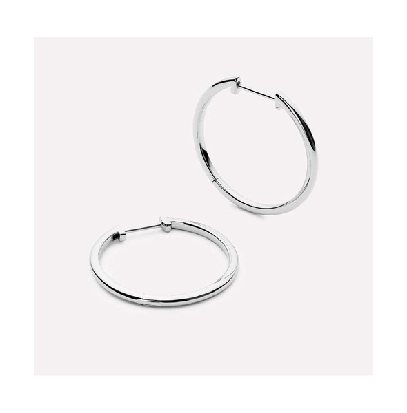 Medium Slim Endless Hoops - Lo Medium Silver