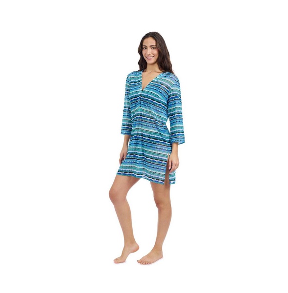 Women's Bachata V Neck Mesh Tunic Dress with Sleeves