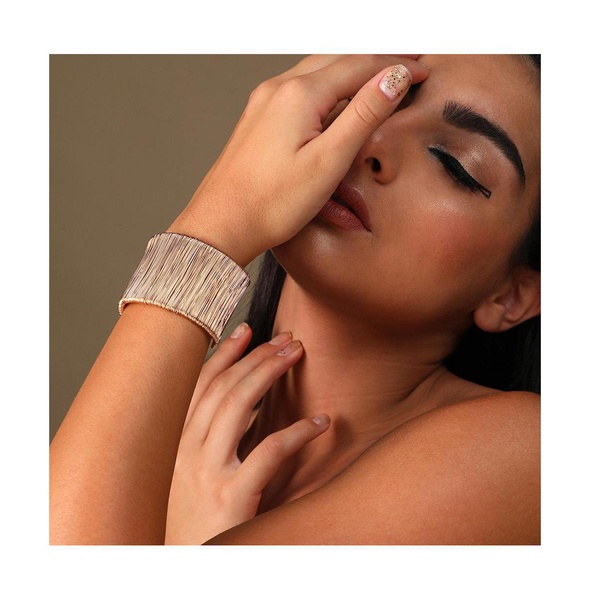 Women's Gold  Ribbed Wire Cuff Bracelet
