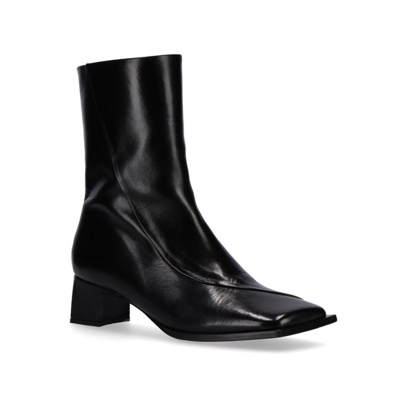 Chantal Black Leather Ankle Boots