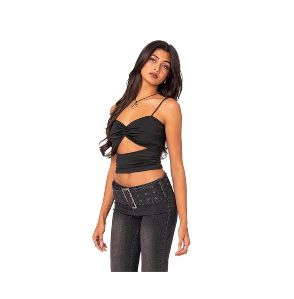 Women's Twist front gathered cut out tank top