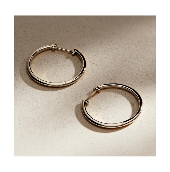 Medium Slim Endless Hoops - Lo Medium Silver