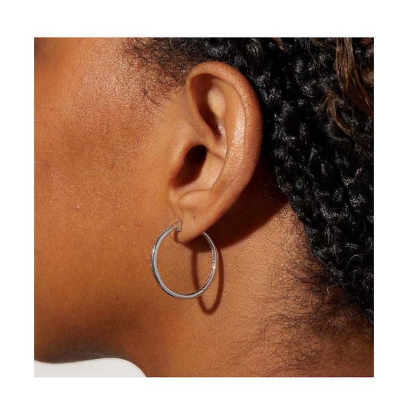 Medium Slim Endless Hoops - Lo Medium Silver