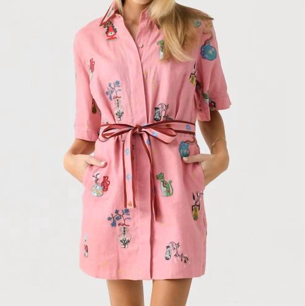 timmy embroidered dress in pink