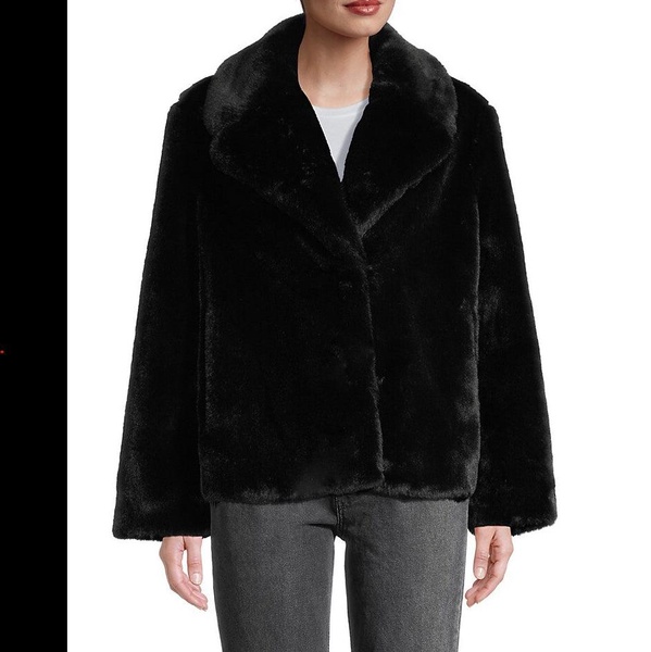 milly plant-based faux-fur coat, black