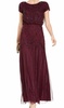 Adrianna Papell Women's Short Sleeve Bead Long Dress