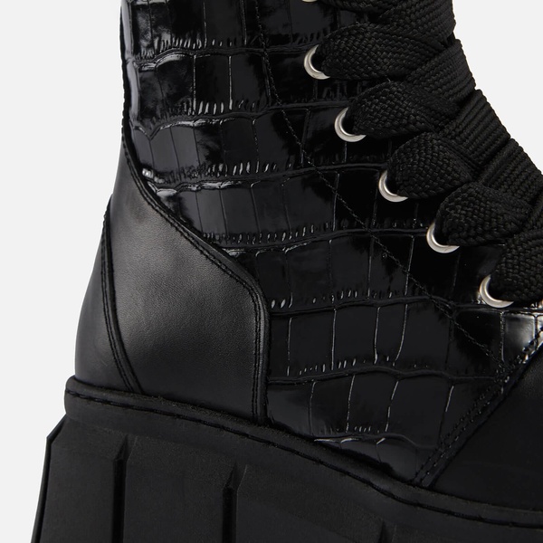 ALOHAS Can Can Croc-Effect and Smooth Leather Boots - UK 3.5