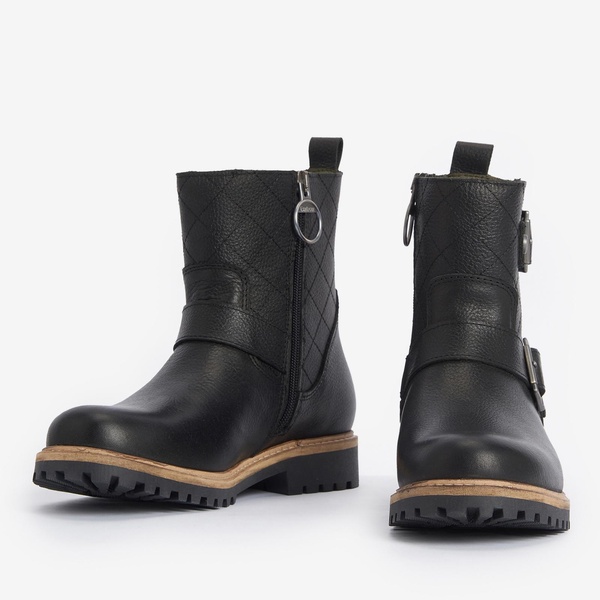 Barbour Women's Bramble Waterproof Leather Biker Boots - UK 3