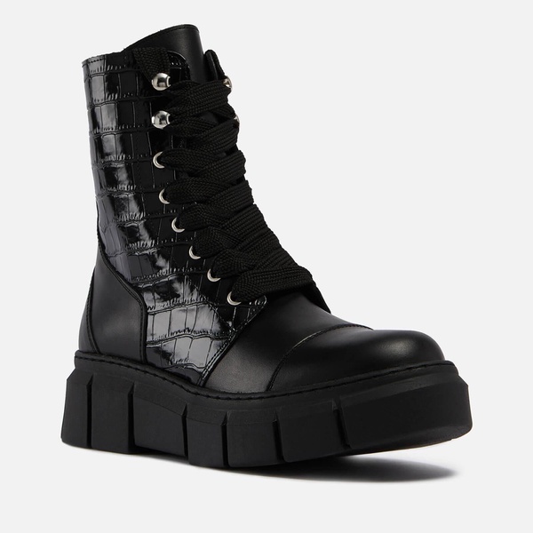 ALOHAS Can Can Croc-Effect and Smooth Leather Boots - UK 3.5