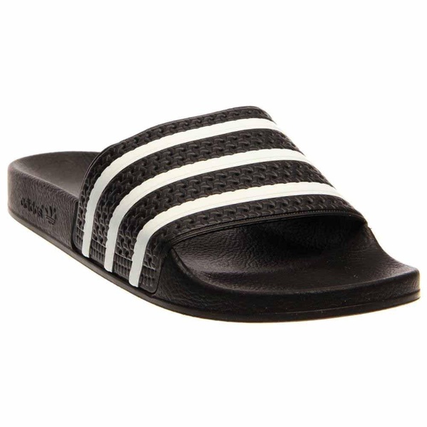 adidas Originals Men's Adilette Slide Sandals, Black/White/Black, 15