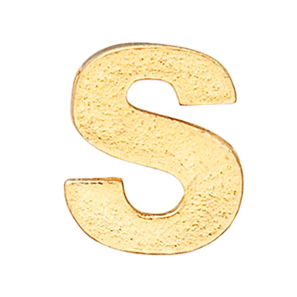 Alex and Ani Initial S Gold Slider Charm, Create Your Own, Initial S Charm,14kt Gold Plated, Gold, Charm Size 0.25 inch Width by 0.29 inch Height