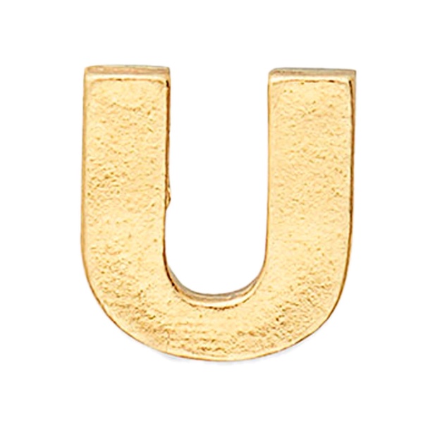Alex and Ani Initial U Gold Slider Charm, Create Your Own, Initial U Charm, 14kt Gold Plated, Gold, Charm Size 0.26 inch Width by 0.28 inch Height