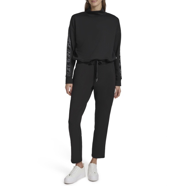 Andrew Marc Women's Drawstring Waist Satin Taping Turtleneck Shirt