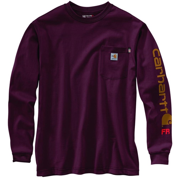 Carhartt Men's Flame Resistant Force Loose Fit Lightweight Long-Sleeve Logo Graphic T-Shirt