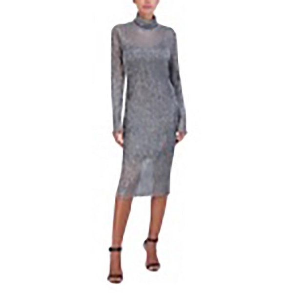 womens metallic polyester midi dress