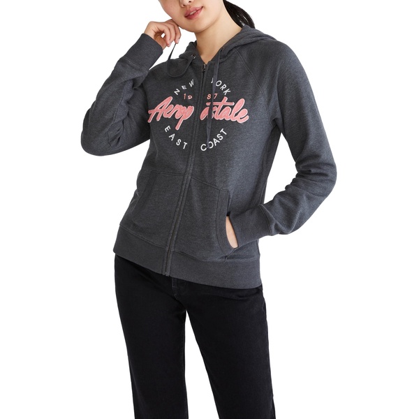 AEROPOSTALE Women's Aero Logo Full Zip Hoodie-Circle/Scripts