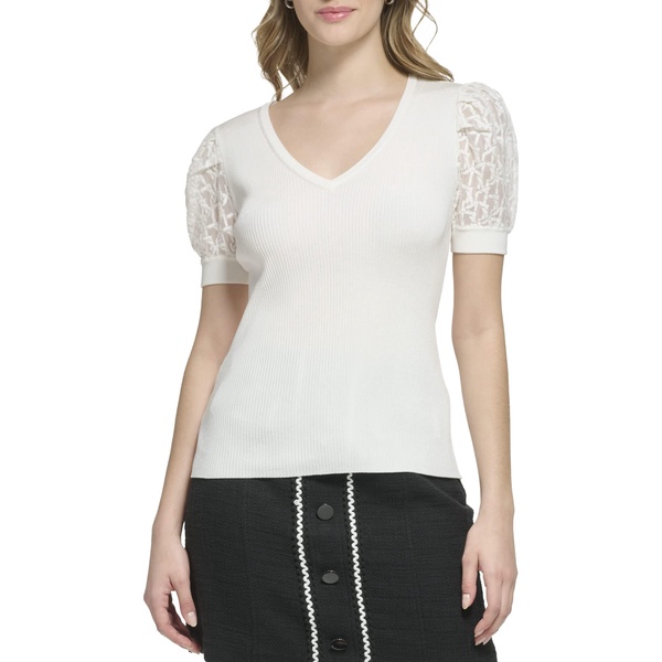 KARL LAGERFELD Women's Soft Short Sleeve Everyday Fashion Sport Sweater