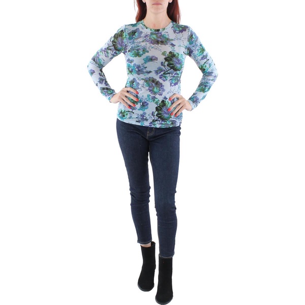 BCBGMAXAZRIA Women's Fitted Top Long Sleeve Crew Neck Knit Shirt