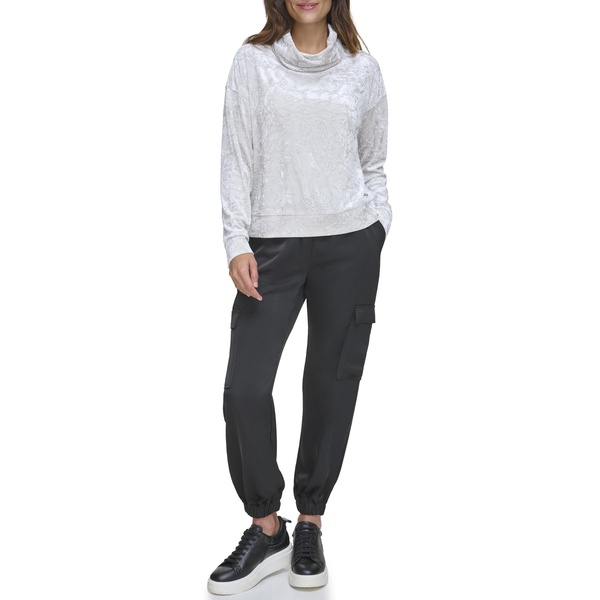 Andrew Marc Women's Long Sleeve Velvet Turtleneck Top